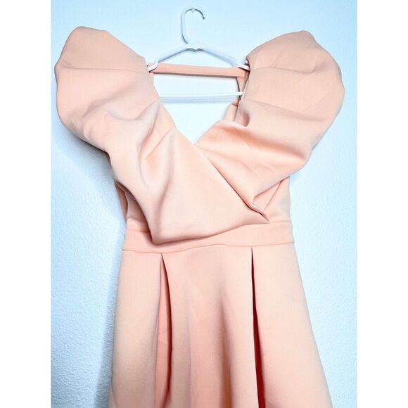 Women's elegant dress Barbie core bubble sleeve party midi light pink dress 6. - Picture 4 of 16